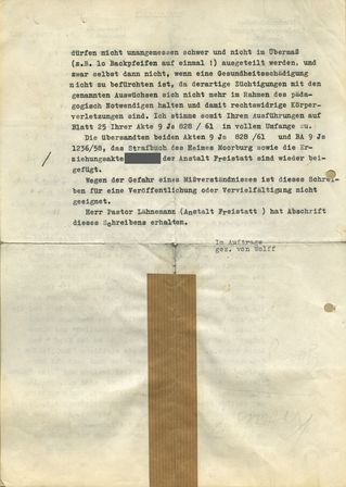 Schreiben vom 5. Februar 1962 des Niedersächsischen Landesverwaltungsamtes an die Staatsanwaltschaft beim Landgericht Verden.